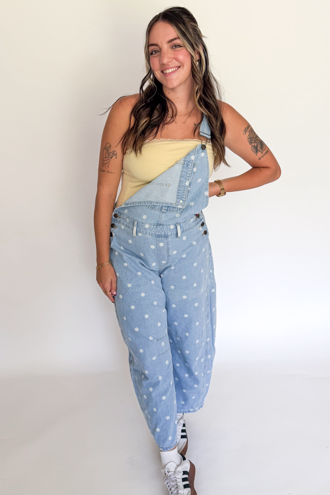 Easygoing Dotted Denim Overalls