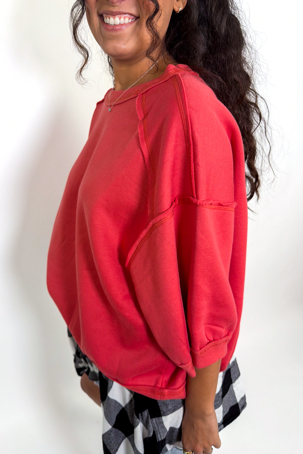 Raglan Oversized Sweatshirt - Tomato