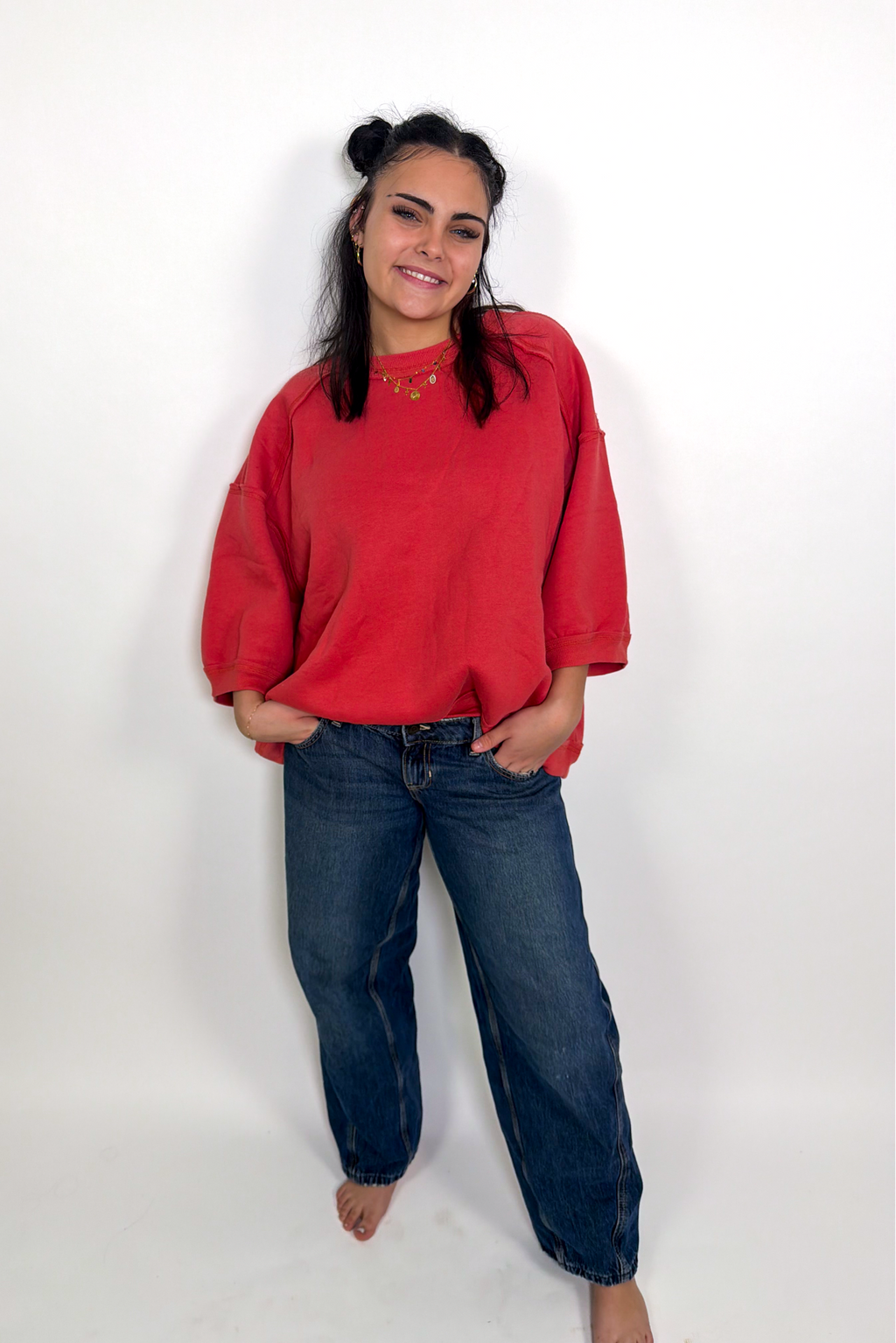 Raglan Oversized Sweatshirt - Tomato