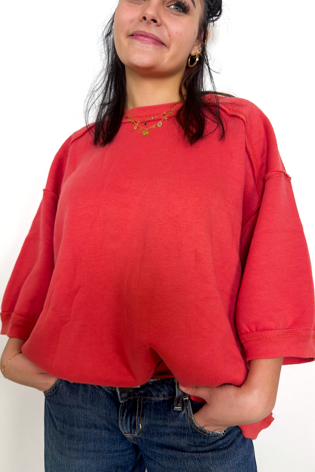 Raglan Oversized Sweatshirt - Tomato