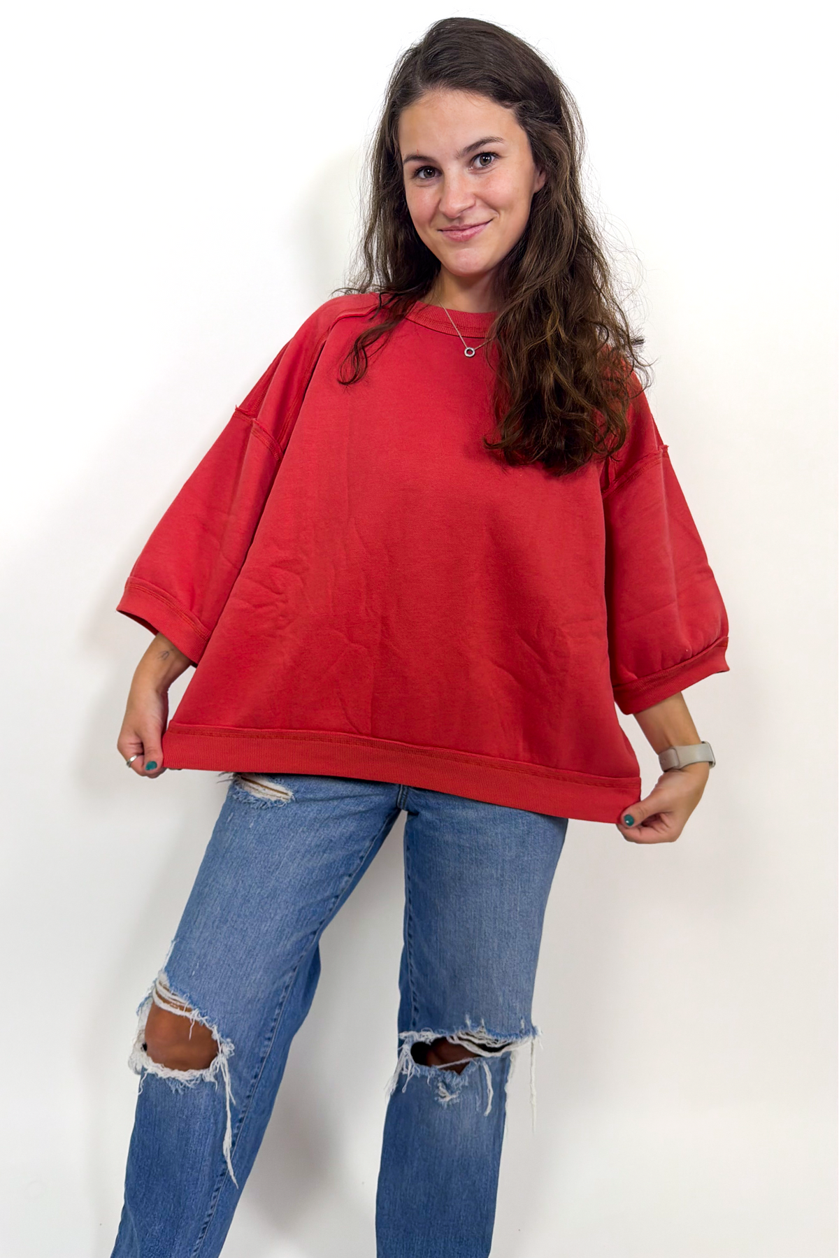 Raglan Oversized Sweatshirt - Tomato