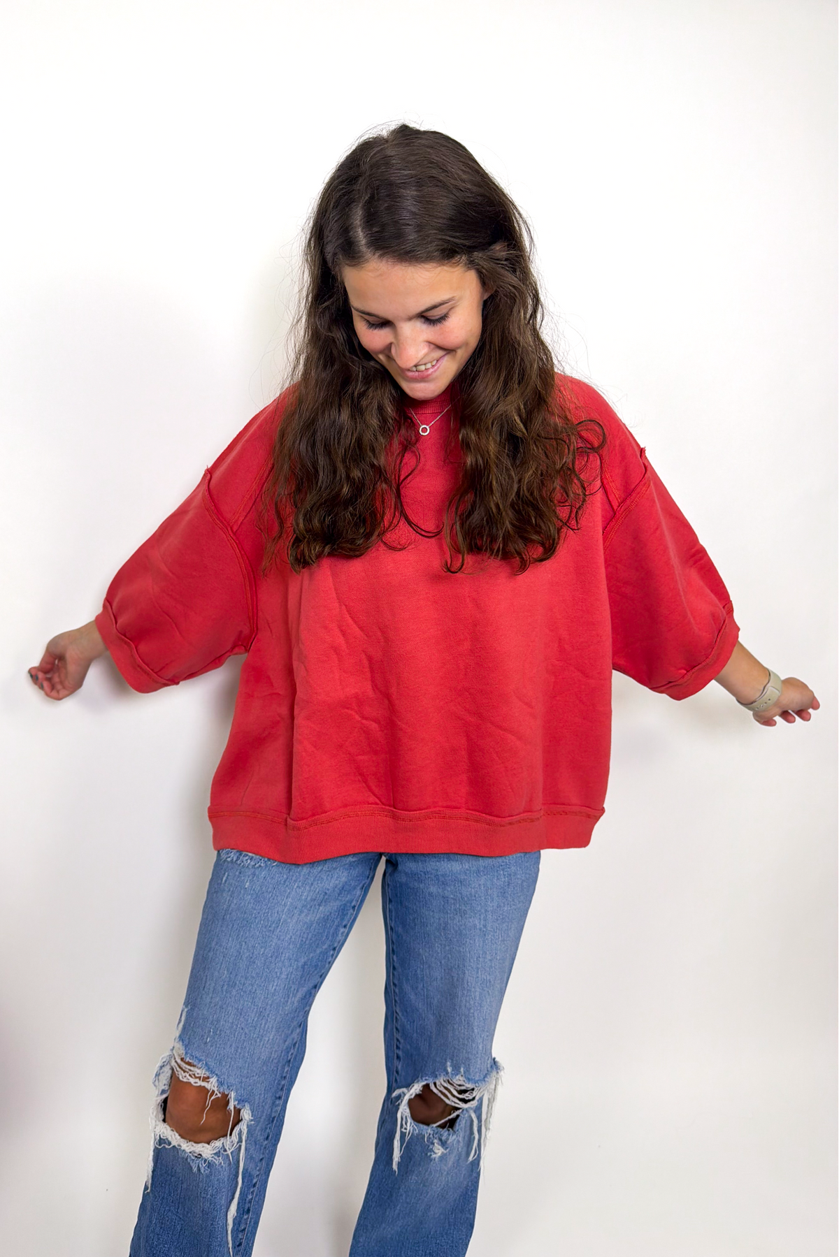 Raglan Oversized Sweatshirt - Tomato