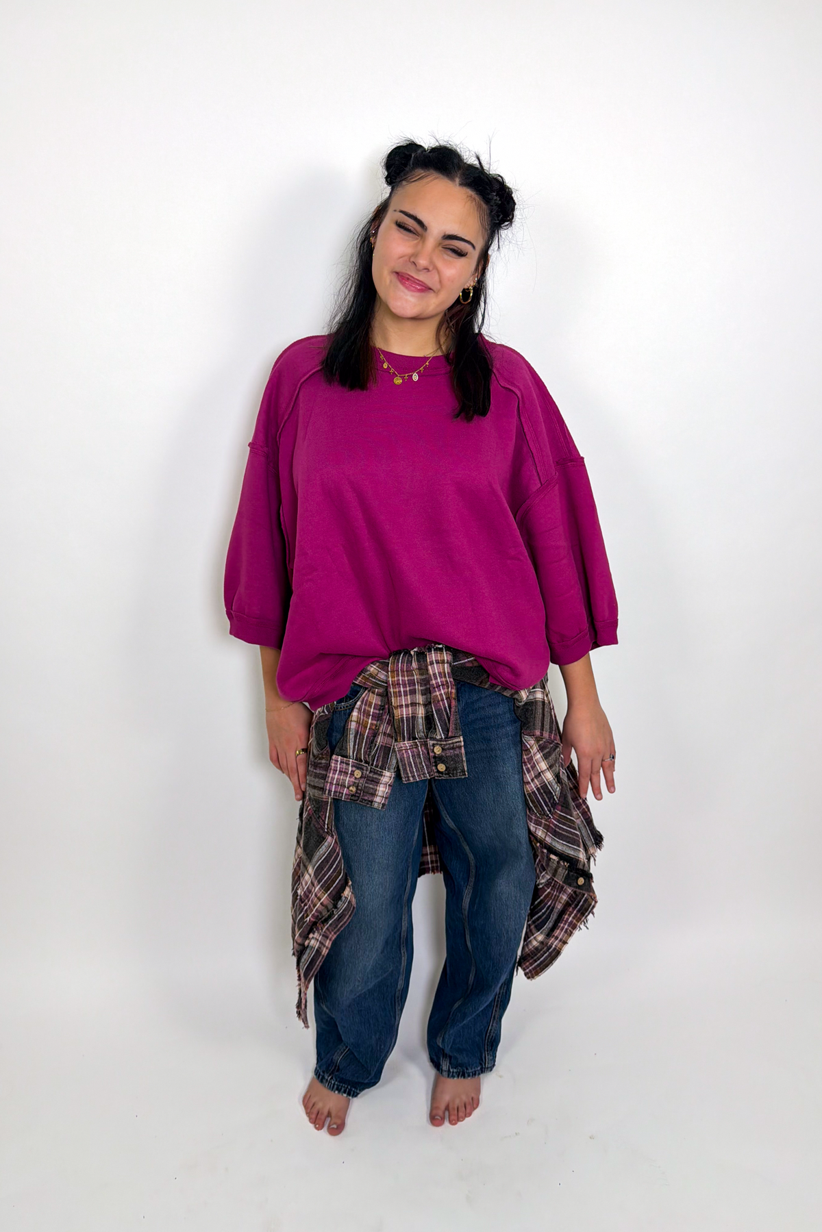 Raglan Oversized Sweatshirt - Plum