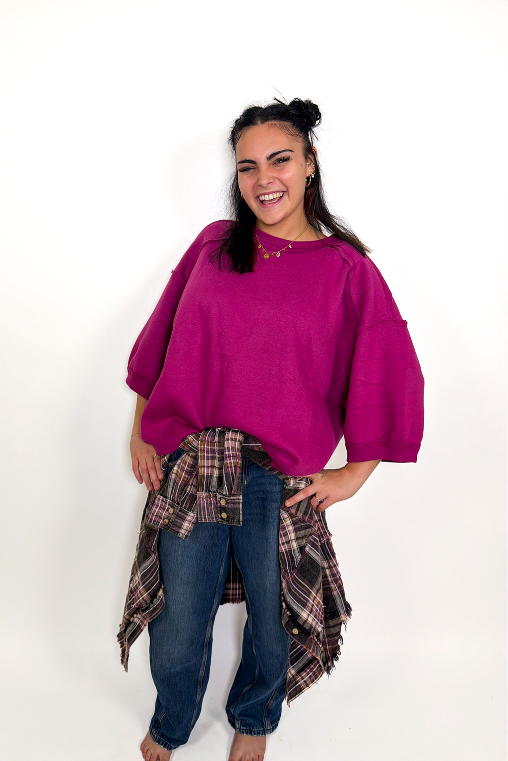 Raglan Oversized Sweatshirt - Plum