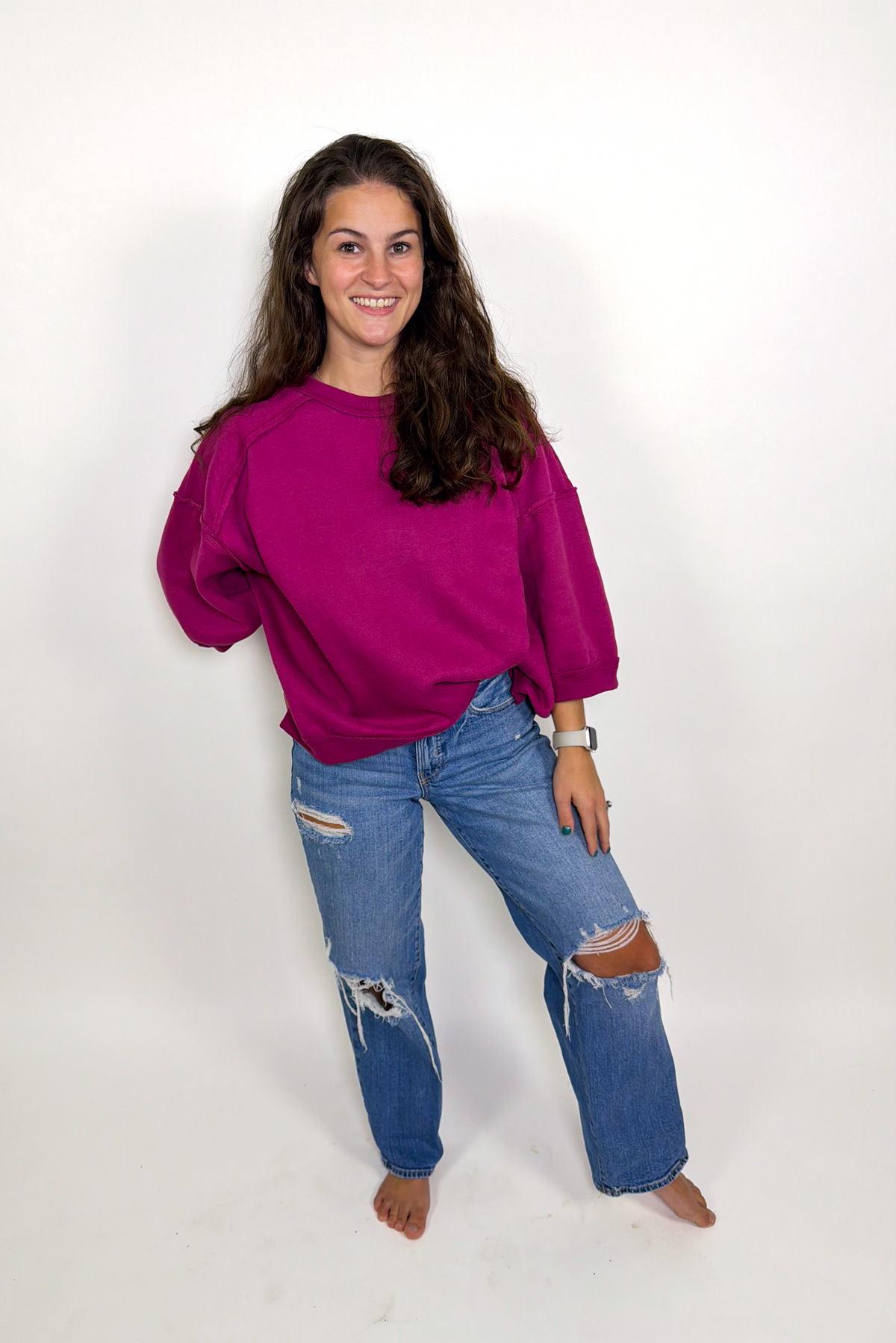 Raglan Oversized Sweatshirt - Plum