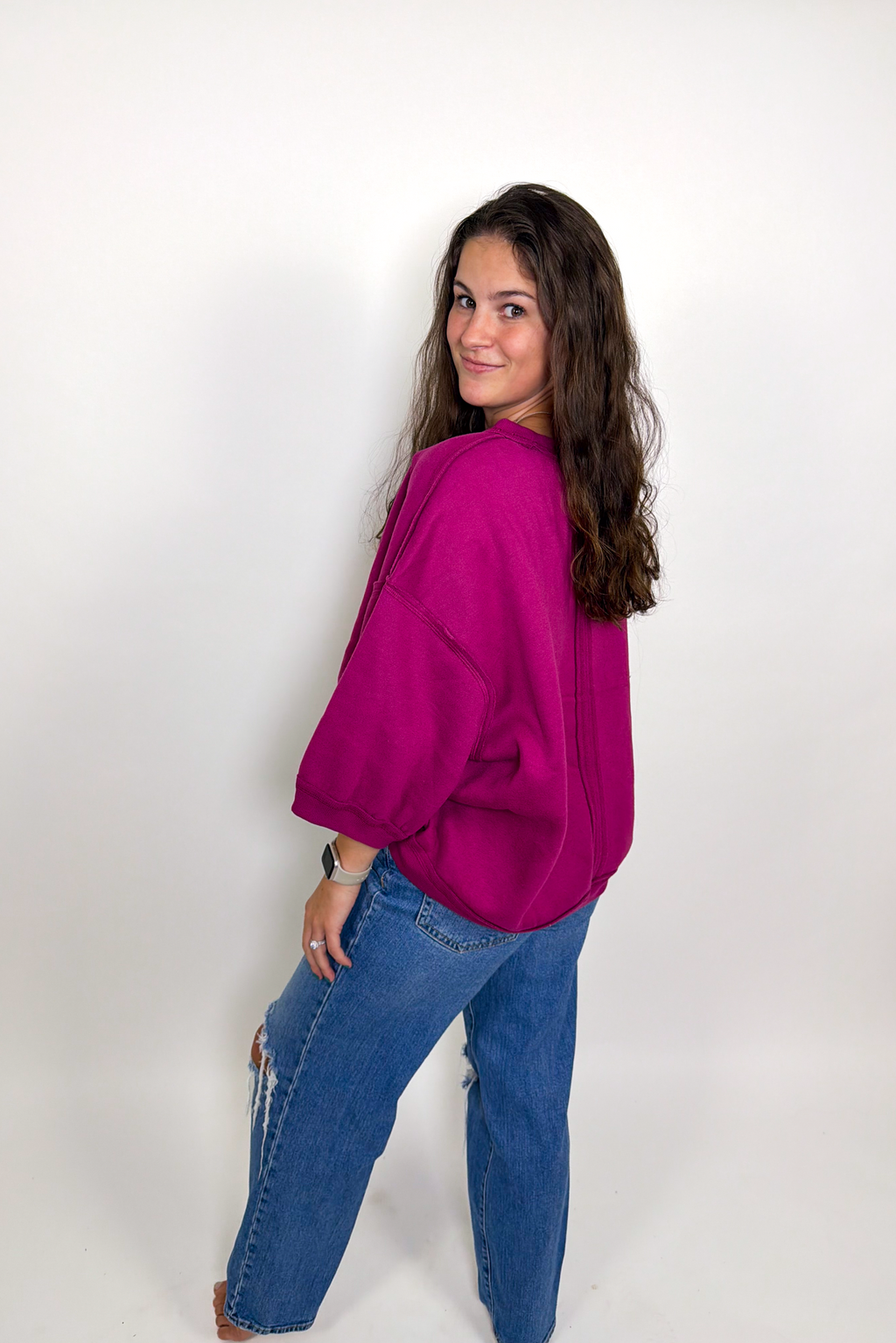 Raglan Oversized Sweatshirt - Plum