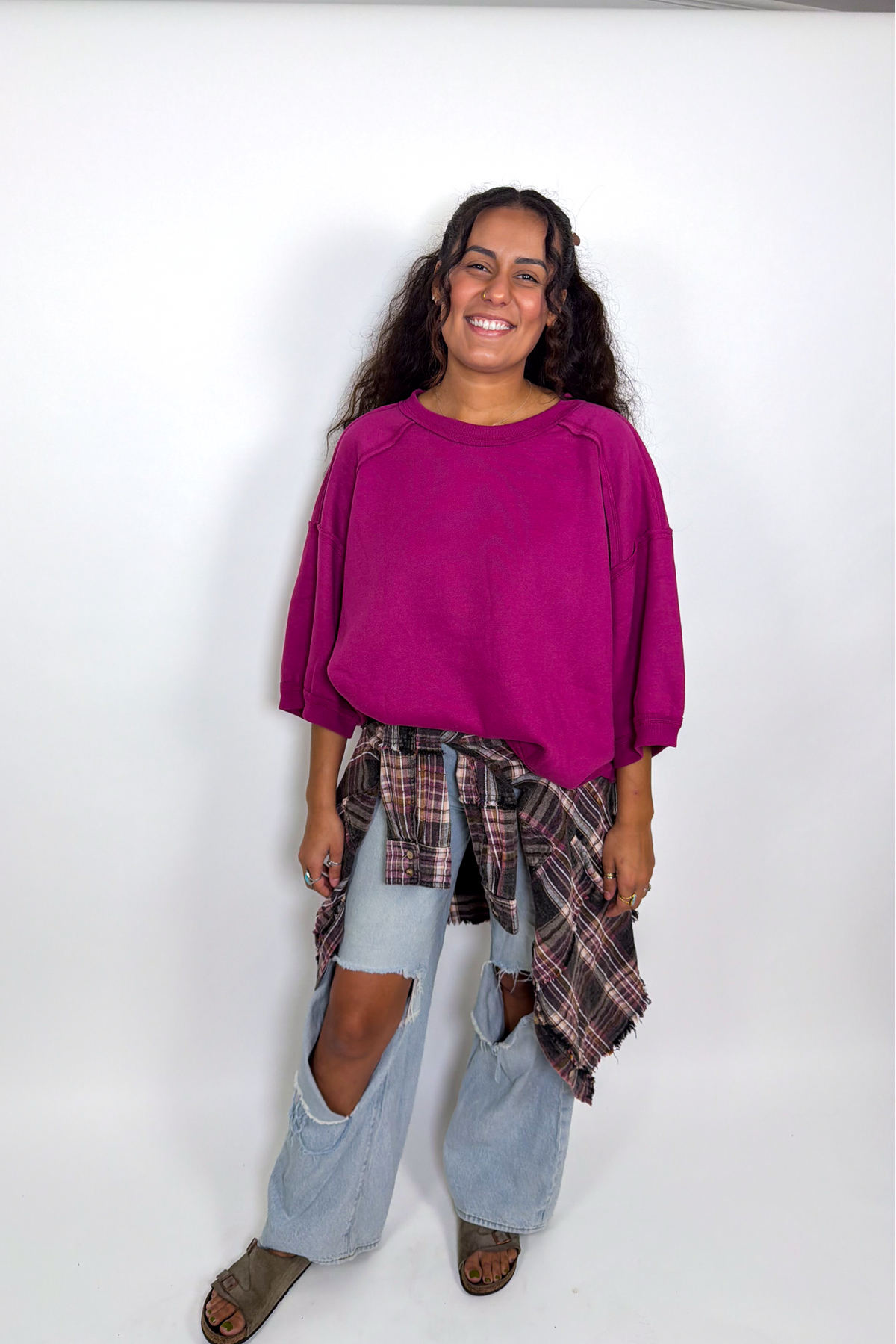 Raglan Oversized Sweatshirt - Plum