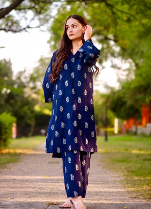 SALEHA BLOCK PRINT 2PCS STITCHED