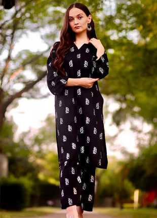 SALEHA BLOCK PRINT 2PCS STITCHED