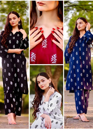 SALEHA BLOCK PRINT 2PCS STITCHED